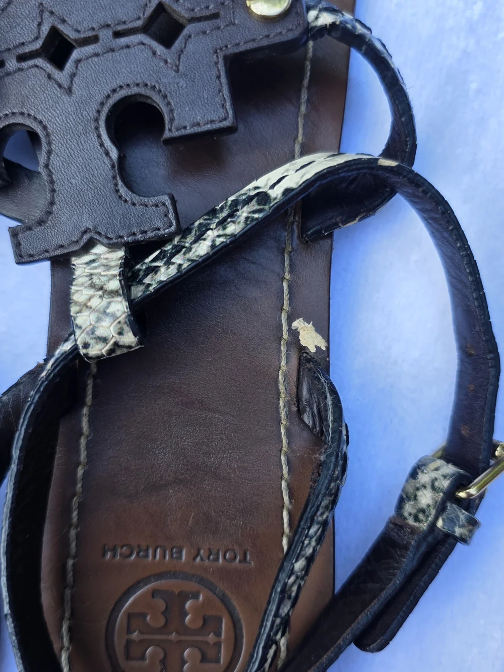 Tory Burch Brown Leather Miller T-Strap Sandals